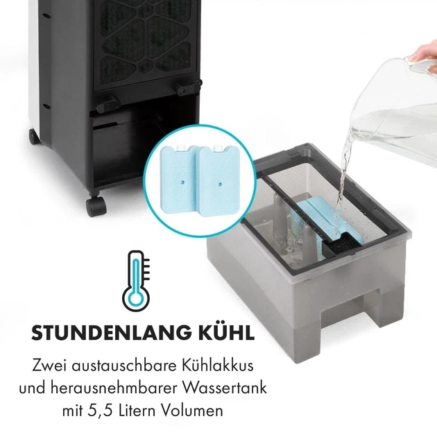 Мобильный Кондиционер Klarstein Cooler Rush 132 м3/ч Бытовые вентиляторы немецкий охладитель и увлажнитель воздуха - изображение 6