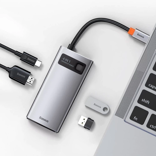 USB-хаб Baseus Multifunctional Metal Gleam 4-in-1 (CAHUB-CY0G) - зображення 9