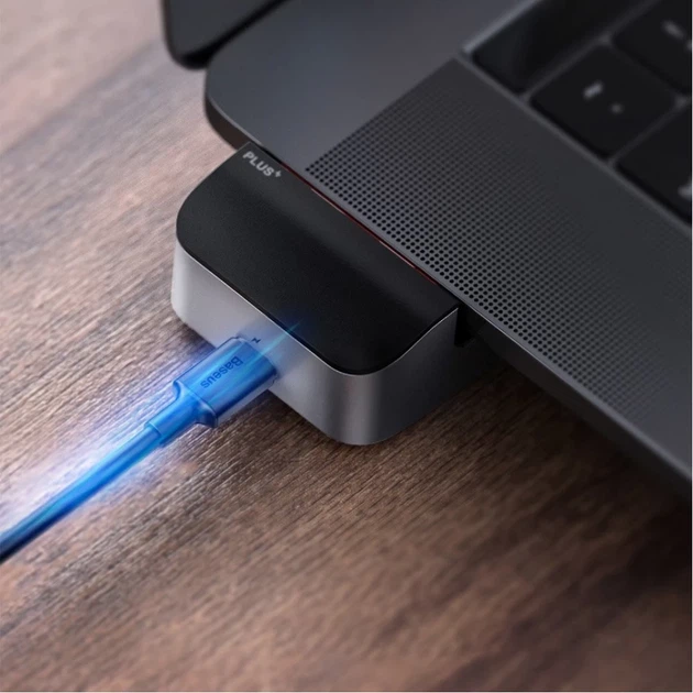 USB-хаб Baseus Multifunctional Armor Age Bracket USB-C - HDMI/3хUSB-A/3хUSB-C/Ethernet/3.5 mm Jack (CAHUB-AJ0G) - Фото 11 USB-хаб Baseus Multifunctional Armor Age Bracket USB-C - HDMI/3хUSB-A/3хUSB-C/Ethernet/3.5 mm Jack (CAHUB-AJ0G) - изображение 11