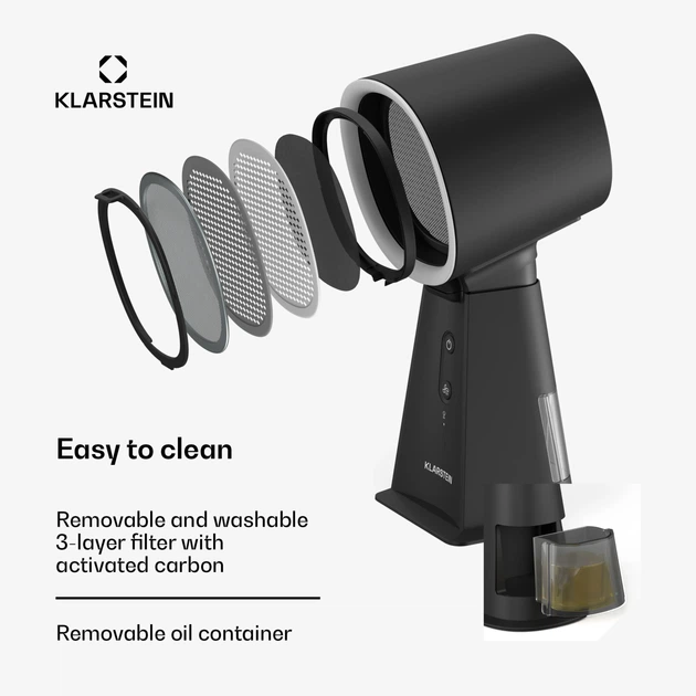 Вытяжка мини для кухни Klarstein WanderVent 200 м³/ч 60 дБ немецкая компактная кухонная Мини-вытяжка настольная чёрная - изображение 8