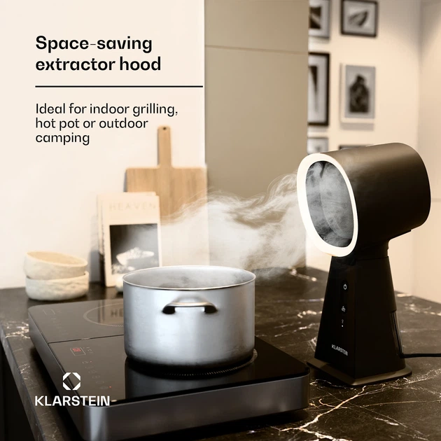 Вытяжка мини для кухни Klarstein WanderVent 200 м³/ч 60 дБ немецкая компактная кухонная Мини-вытяжка настольная чёрная - изображение 12