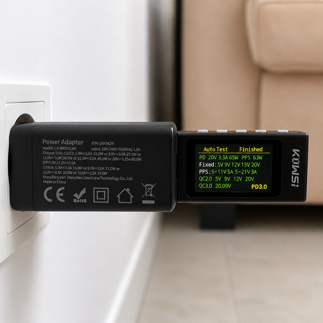 Зарядний пристрій GaN4 65W USB-C PD 3.0; PPS 3.3 USB-A QC3.0 - изображение 7