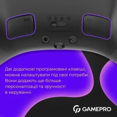 Геймпад GamePro GPX13B беспроводной Bluetooth / USB 2.4GHz / Type-C, 14 кнопок, 2 аналоговых стика, D-Pad Чёрный (GPX13B) - изображение 6