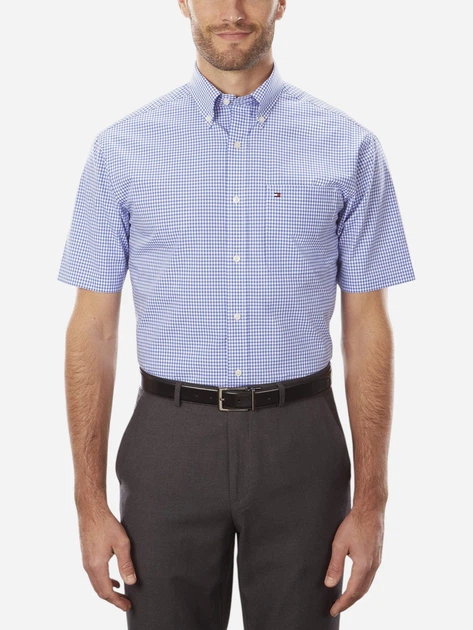 Рубашка хлопковая летняя мужская Tommy Hilfiger 523467408 17/XL Синяя (1161224257) - Фото 1 Рубашка хлопковая летняя мужская Tommy Hilfiger 523467408 17/XL Синяя (1161224257) - изображение 1