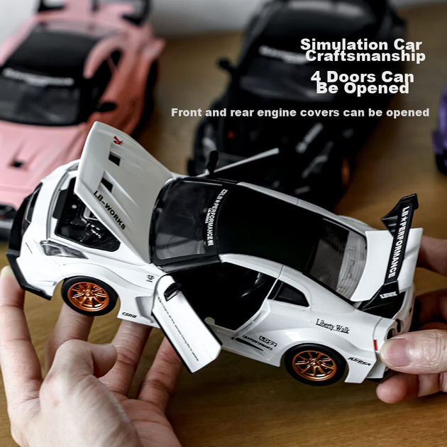 Модель автомобиля Heimanba GTR в масштабе 1:24, белая, для мальчиков и девочек, коллекционный экспонат из сплава, подарок для детей. - зображення 9