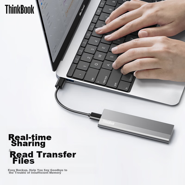 Портативный SSD-накопитель ThinkPad Lenovo ThinkBook 1 ТБ, скорость чтения 1000 МБ/с, двойного назначения для компьютера и телефона, USB 3.2 Type-C, двухканальный, портативный PSSD SU710. - изображение 6