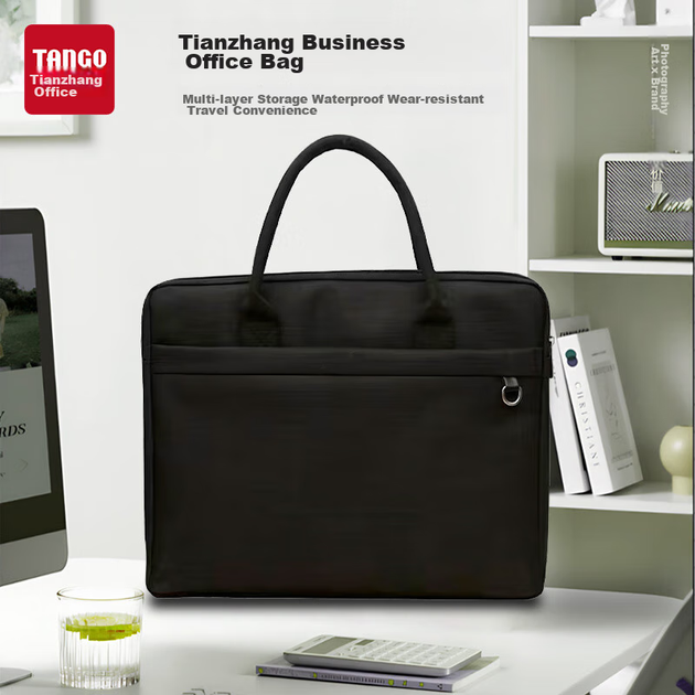 Портфель TANGO LH815 діловий водовідштовхувальний зі шкіряною ручкою, для ноутбука та документів, чорний - Фото 4 Портфель TANGO LH815 діловий водовідштовхувальний зі шкіряною ручкою, для ноутбука та документів, чорний - зображення 4