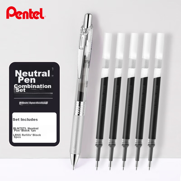 Ручка гелева Pentel BLN75TL автоматична 0.5 мм, чорна - зображення 4