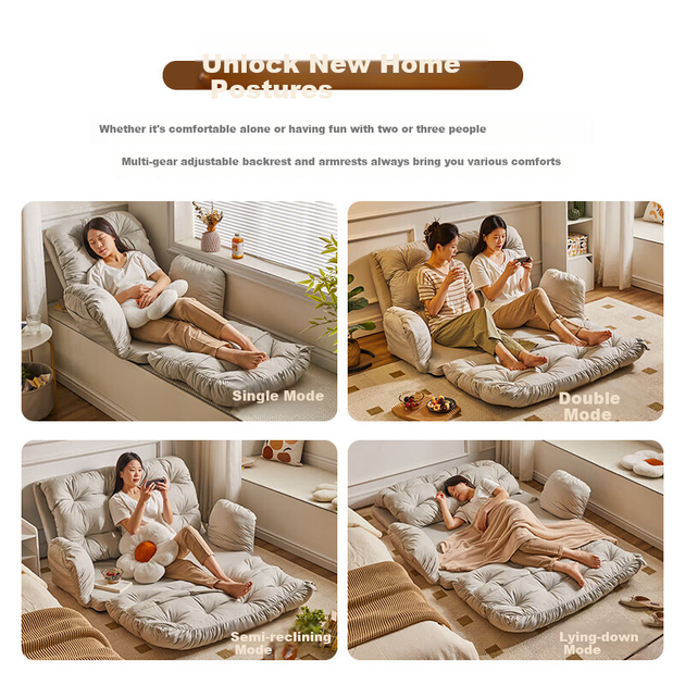 Розкладний диван JIAYI Lazy Sofa, одномісний розкладний диван-ліжко, підходить для сну або лежання, для вітальні, невеликих квартир, балкону, еркера, крісла, крісла для відпочинку - зображення 6