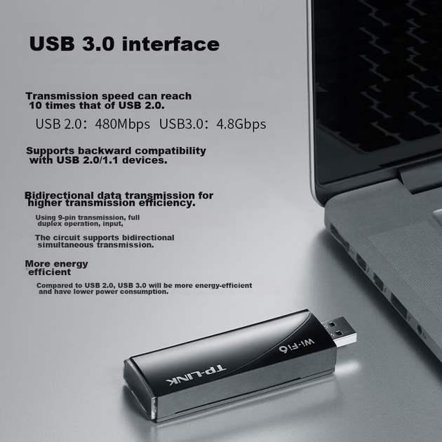 Бездротовий мережевий адаптер TP-LINK AX3000 WiFi 6 Gigabit USB для настільних комп'ютерів, версія XDN9000 без драйверів, дводіапазонний WiFi-приймач 5G, WiFi-передавач для комп'ютерів та ноутбуків - зображення 6