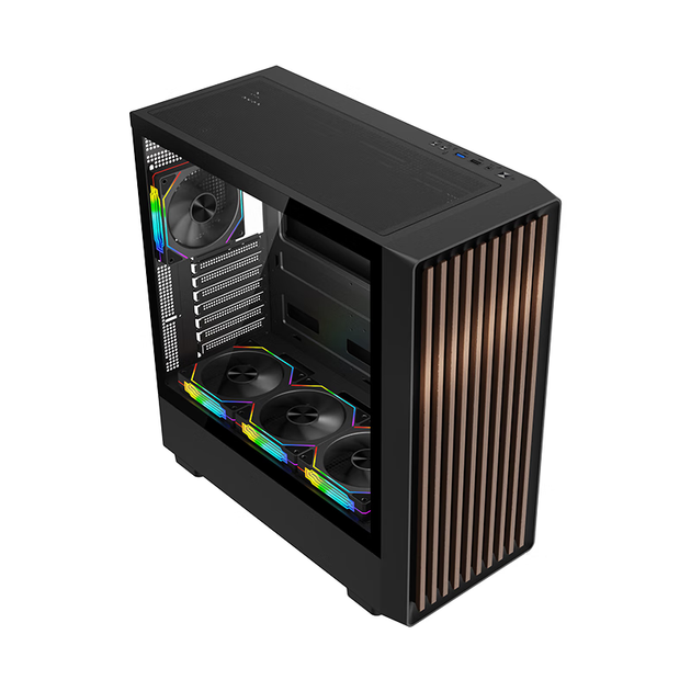 Корпус Wanjia PLUS ATX з дерев'яною передньою панеллю та склом, СРО до 360 мм, чорний - зображення 5
