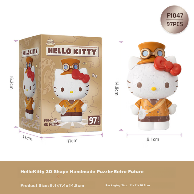 3D-JP Sanrio Hello Kitty Модная фигурка, 3D-пазл, украшение для дома, подарок на день рождения, ретро-футуристический стиль - изображение 4