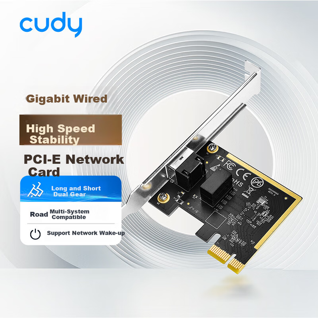 Проводова мережева карта CUDY 1G PCI-E для настільного комп'ютера-сервера, вбудована високошвидкісна мережа Ethernet, сумісна з системами Windows XP та вище/Linux - зображення 4