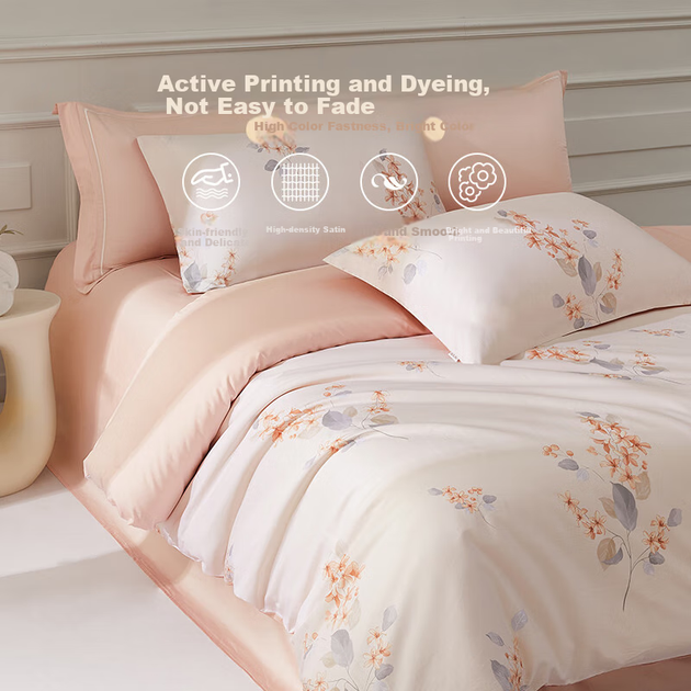 Комплект постельного белья BEYOND Home Textiles из длинноволокнистого хлопка Синьцзян, 60 нитей, цвет Фанхуа (розовый), простыня и пододеяльник из чистого хлопка, 100% хлопок, размер 150 см, цвет Цзяцзю Гуа. - Фото 5 Комплект постельного белья BEYOND Home Textiles из длинноволокнистого хлопка Синьцзян, 60 нитей, цвет Фанхуа (розовый), простыня и пододеяльник из чистого хлопка, 100% хлопок, размер 150 см, цвет Цзяцзю Гуа. - изображение 5
