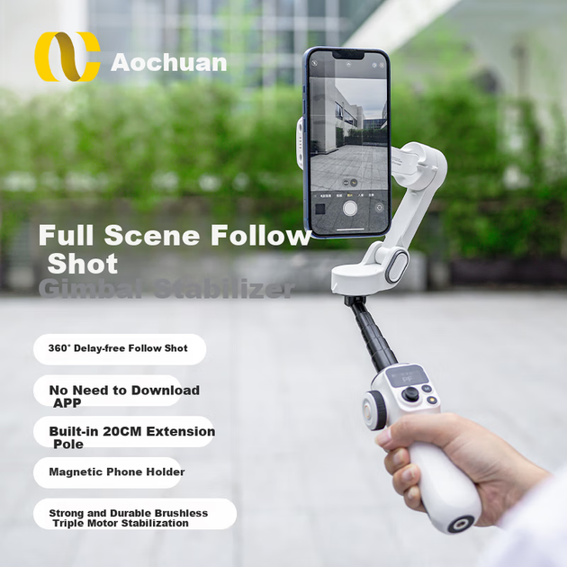 Стабилизатор Aochuan P2 трехосевой для смартфона с отслеживанием и функцией селфи-палки - Фото 6 Стабилизатор Aochuan P2 трехосевой для смартфона с отслеживанием и функцией селфи-палки - изображение 6