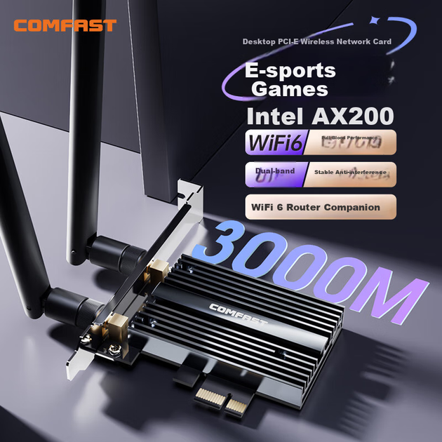 Вбудована бездротова мережева карта COMFAST AX200-PRO Gigabit Intel Dual-Band 5G для настільних комп'ютерів, WiFi 6 + Bluetooth 5.2 + WiFi приймач - зображення 4