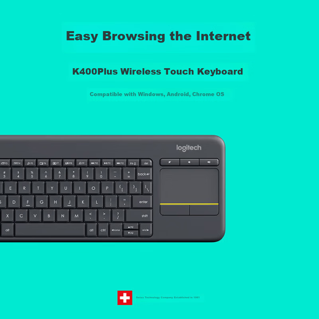 Клавиатура Logitech K400 Plus с сенсорным управлением Wireless Black - Фото 6 Клавиатура Logitech K400 Plus с сенсорным управлением Wireless Black - изображение 6