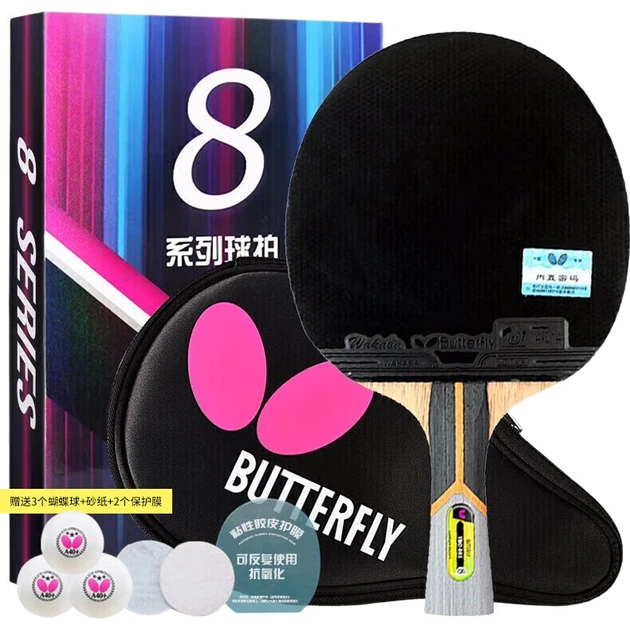 Ракетка для настільного тенісу BUTTERFLY, 8-зіркова карбонова основа, для змагань, двостороннє зворотне покриття, модель Wang 803, хват "перо", з чохлом - Фото 2 Ракетка для настільного тенісу BUTTERFLY, 8-зіркова карбонова основа, для змагань, двостороннє зворотне покриття, модель Wang 803, хват "перо", з чохлом - зображення 2