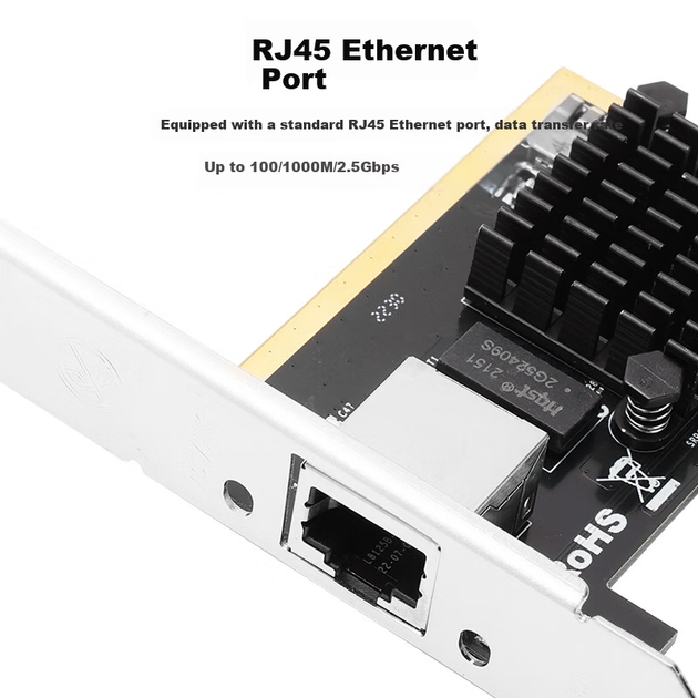 Мережева карта MOGE MC2261 PCIe 2.5G на чіпі RTL8125B з підтримкою WOL та PXE, чорна - зображення 6