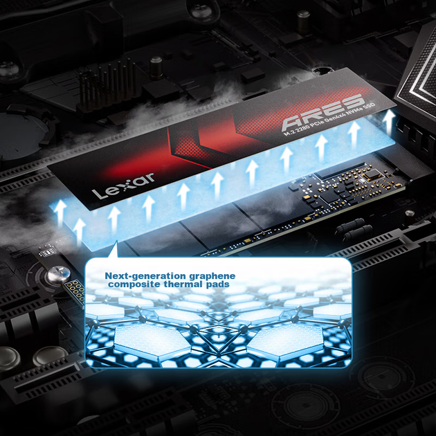 SSD-накопичувач Lexar Ares 1 ТБ M.2 NVMe PCIe 4.0 x4, TLC NAND, для ігрового ПК - зображення 8