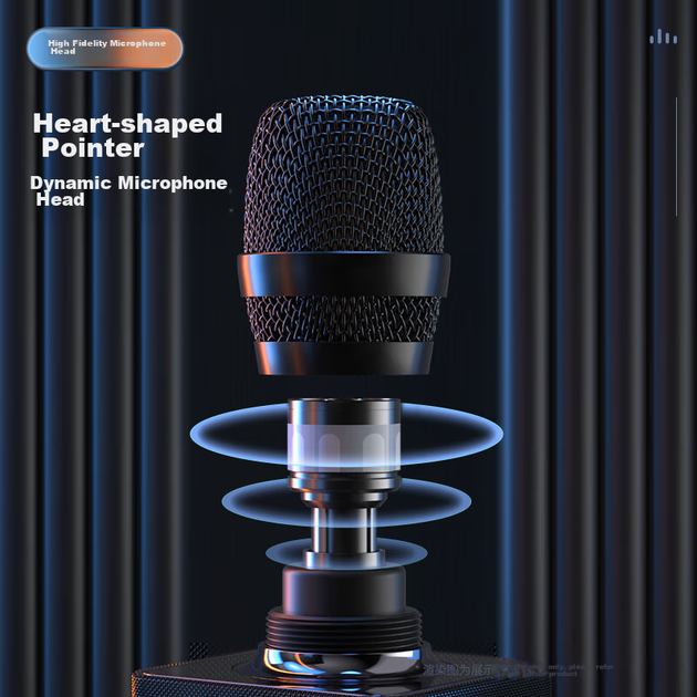 Микрофон Newmine MC66 караоке беспроводной Bluetooth со встроенной колонкой и звуковой картой, синий - изображение 8