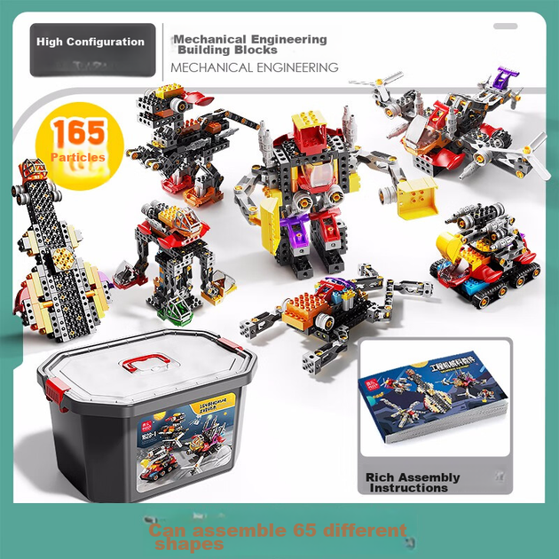 FEELO — игрушка, совместимая с конструктором LEGO, подарок на день рождения для мальчиков и девочек, образовательная инженерная машина 1628-1 «Ведро». - изображение 5