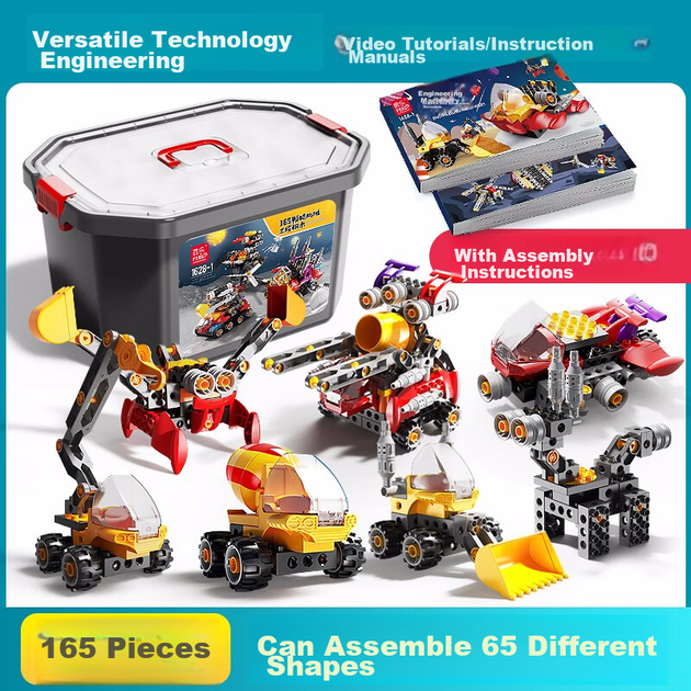FEELO — игрушка, совместимая с конструктором LEGO, подарок на день рождения для мальчиков и девочек, образовательная инженерная машина 1628-1 «Ведро». - изображение 10