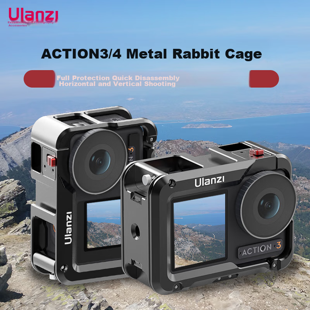 Екшн-камера Ulanzi DJI OSMO Action 3/4 з металевою кліткою, ударостійка, теплорозсіювання, високоякісний мотоциклетний рекордер із захистом від тряски, захисний чохол для фотозйомки - зображення 5