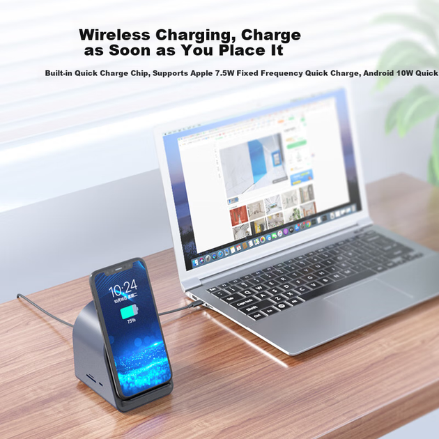 Док-станція розширення Acer, адаптер гігабітного Ethernet, USB-хаб, дублювання екрана HDMI, сумісна з MacBook, 11-дюймова, бездротова зарядка - Фото 13 Док-станція розширення Acer, адаптер гігабітного Ethernet, USB-хаб, дублювання екрана HDMI, сумісна з MacBook, 11-дюймова, бездротова зарядка - зображення 13