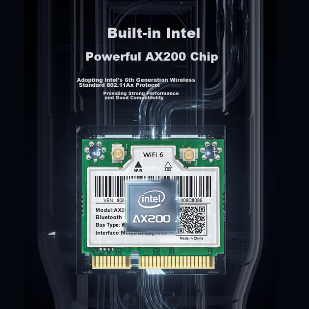 Бездротова мережева карта EB-LINK Intel AX200 для ноутбука, інтерфейс Mini-Pcie 3000M, дводіапазонна мережева карта WiFi6 Gigabit, Bluetooth 5.1, внутрішній модуль комп'ютера - зображення 9