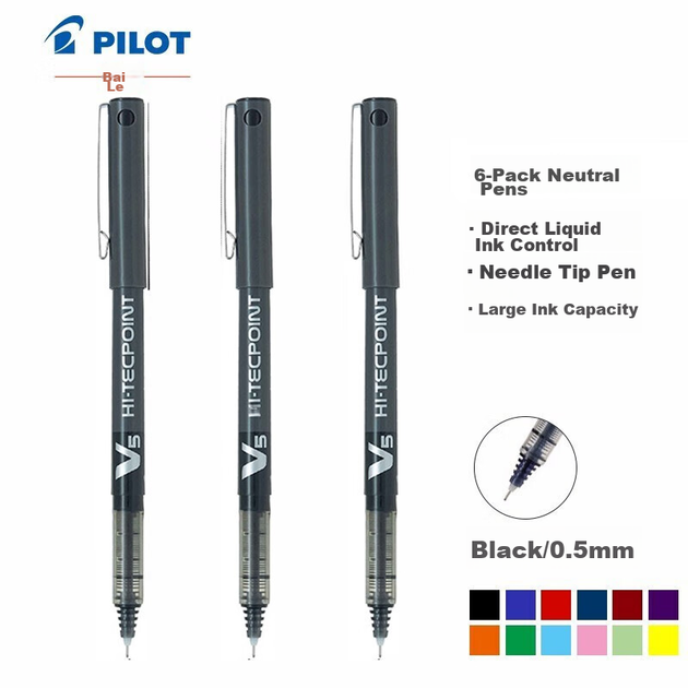 Ручки гелеві PILOT BX-V5 0.5 мм, чорні, 6 штук - зображення 10