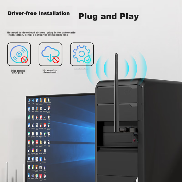 Бездротовий мережевий адаптер EDUP AX900 WiFi 6 без драйверів USB дводіапазонний 5G Bluetooth 5.3 для настільних комп'ютерів, підтримує Win10/11 EP-AX900S - Фото 12 Бездротовий мережевий адаптер EDUP AX900 WiFi 6 без драйверів USB дводіапазонний 5G Bluetooth 5.3 для настільних комп'ютерів, підтримує Win10/11 EP-AX900S - зображення 12