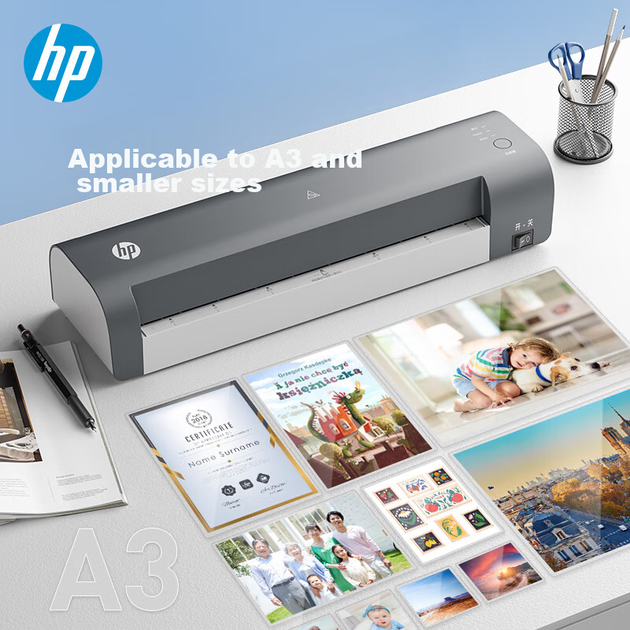 Универсальный ламинатор HP A3/A4 для дома и офиса, без вакуумной упаковки, интеллектуальный ламинатор с множеством настроек, ламинатор для фотографий и документов LB0304 - изображение 6