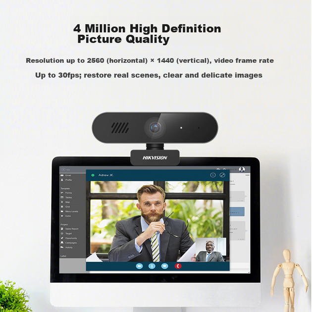 Веб-камера HIKVISION для прямой трансляции в формате 2K HD с микрофоном и динамиком, USB-подключение для ноутбука и настольного компьютера, онлайн-занятий, видеоконференций, прямых трансляций, E14S - изображение 7