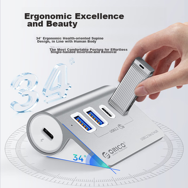 Розширювальний док-станційний концентратор ORICO USB3.2 Gen2, адаптер Type-C, конвертер для настільного комп'ютера та ноутбука 10 Гбіт/с, адаптер-хаб, високошвидкісний подовжувач M3CU2-G2 - зображення 8