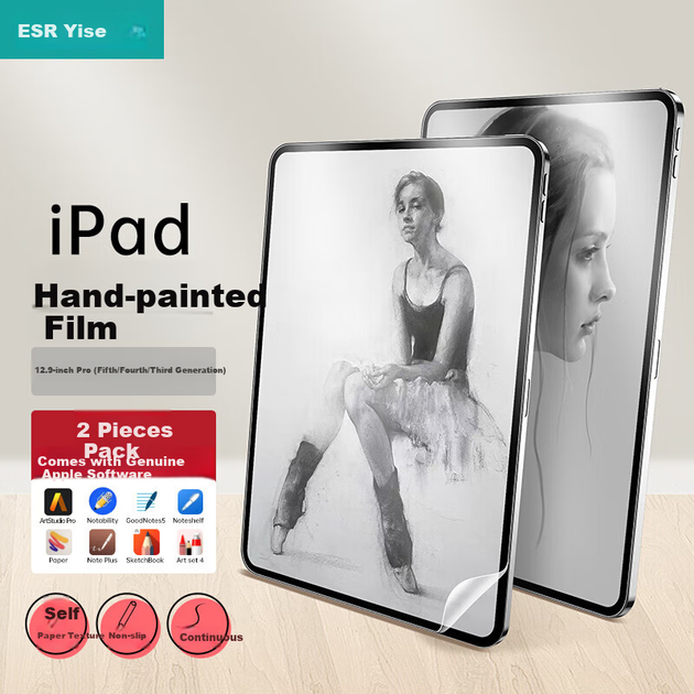 Захисна плівка для екрана iPad Pro 12,9 дюймів 2022/21/20/18, що кріпиться до планшета Apple, нова матова професійна паперова плівка з японським покриттям, що запобігає відбиткам пальців - 2 шт. - зображення 4