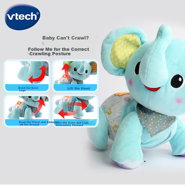 Игрушка VTech слоник ползающий плюшевая развивающая - Фото 7 Игрушка VTech слоник ползающий плюшевая развивающая - изображение 7