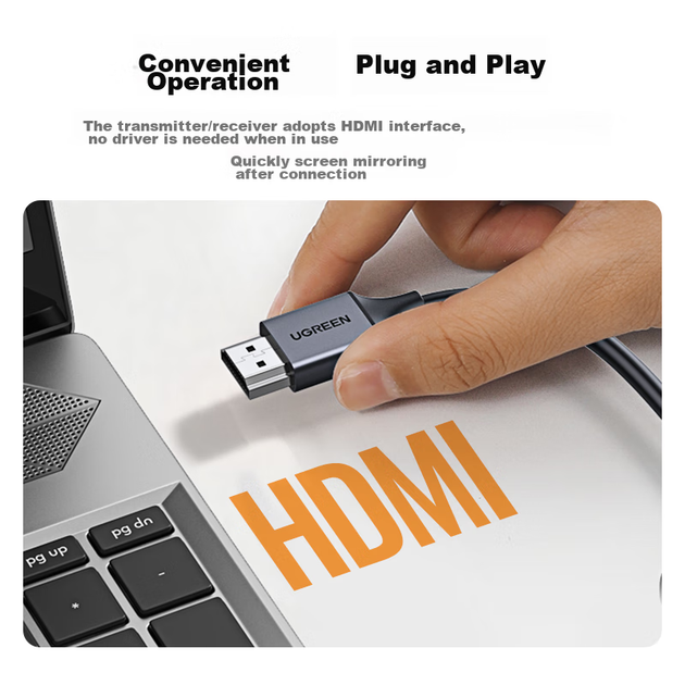 Беспроводное устройство UGREEN HDMI для передачи изображения, для конференций, совместимо с ноутбуками, ТВ-приставками, телевизорами, мониторами и проекторами, дальность 50 м, модель 50633 - изображение 6