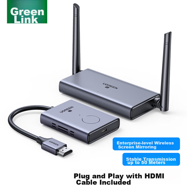 Беспроводное устройство UGREEN HDMI для передачи изображения, для конференций, совместимо с ноутбуками, ТВ-приставками, телевизорами, мониторами и проекторами, дальность 50 м, модель 50633 - изображение 10