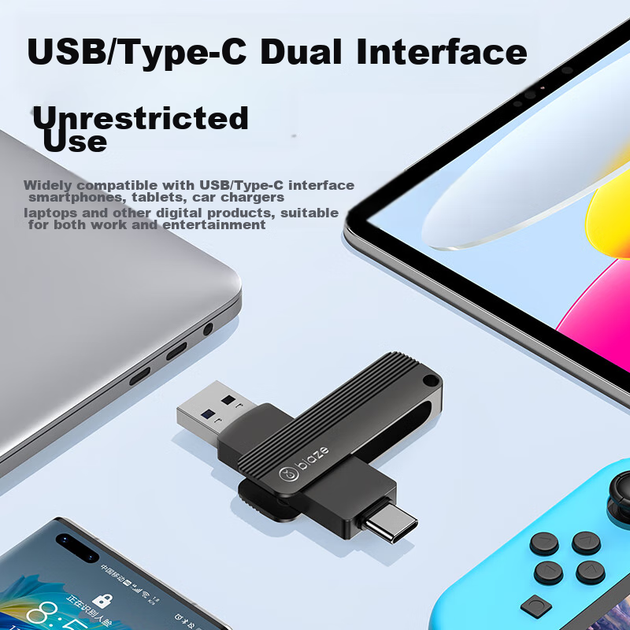 Флеш-накопитель BIAZE 128 ГБ Type-C USB 3.2, серый, скорость чтения 150 МБ/с, двойной интерфейс для телефона и компьютера, офисный USB-накопитель для бизнеса, UP-05 - зображення 5