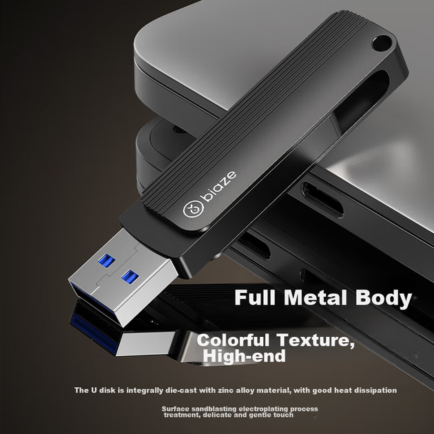 Флеш-накопитель BIAZE 128 ГБ Type-C USB 3.2, серый, скорость чтения 150 МБ/с, двойной интерфейс для телефона и компьютера, офисный USB-накопитель для бизнеса, UP-05 - зображення 11