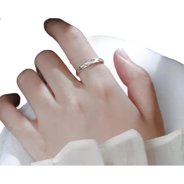 Кольца MANHE из серебра S925 парные с камнями регулируемые, 2 шт - изображение 2