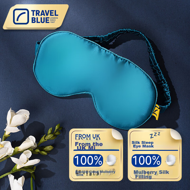 Маска для сна TRAVEL BLUE из 100% тутового шелка дышащая светонепроницаемая, в коробке - Фото 7 Маска для сна TRAVEL BLUE из 100% тутового шелка дышащая светонепроницаемая, в коробке - изображение 7