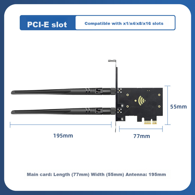 Бездротова мережева карта EB-LINK Intel AX200 Chip PCI-E, Bluetooth 5.2, вбудована дводіапазонна мережева карта WiFi 6 3000M Gigabit для настільного комп'ютера, ігрова мережева карта PCIE - Фото 5 Бездротова мережева карта EB-LINK Intel AX200 Chip PCI-E, Bluetooth 5.2, вбудована дводіапазонна мережева карта WiFi 6 3000M Gigabit для настільного комп'ютера, ігрова мережева карта PCIE - зображення 5