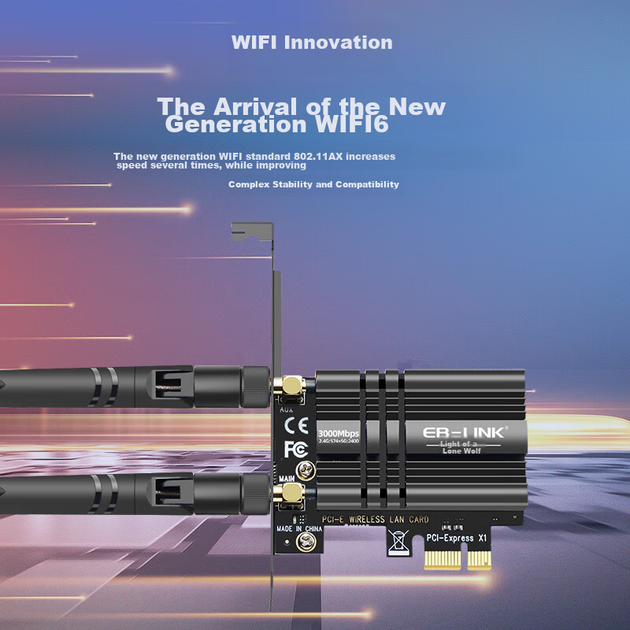 Бездротова мережева карта EB-LINK Intel AX200 Chip PCI-E, Bluetooth 5.2, вбудована дводіапазонна мережева карта WiFi 6 3000M Gigabit для настільного комп'ютера, ігрова мережева карта PCIE - Фото 6 Бездротова мережева карта EB-LINK Intel AX200 Chip PCI-E, Bluetooth 5.2, вбудована дводіапазонна мережева карта WiFi 6 3000M Gigabit для настільного комп'ютера, ігрова мережева карта PCIE - зображення 6