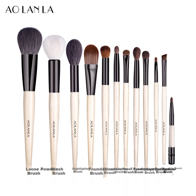 Набор кистей для макияжа AOLANLA Jade And Orchid, 12 предметов, включая кисти для тонального крема, рассыпчатой пудры, бровей, губ и глаз, подарок для девушки. - изображение 7