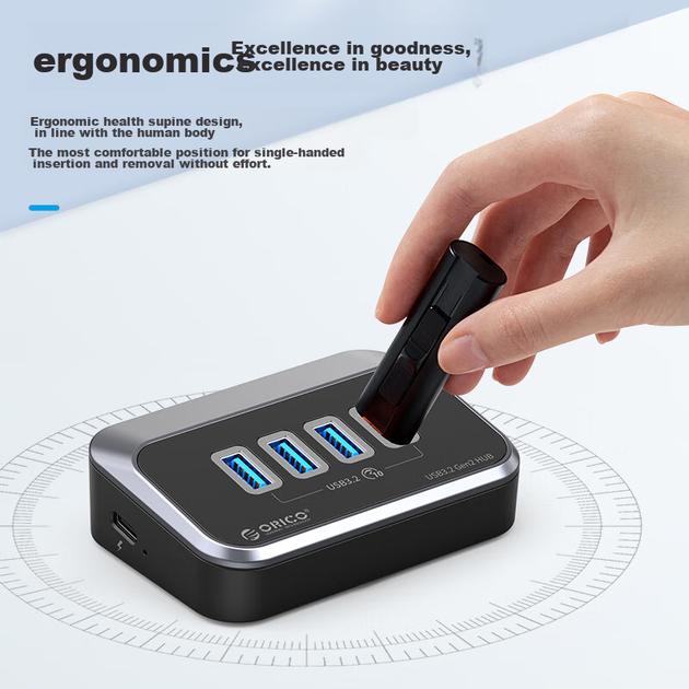USB-хаб ORICO M32A2C USB 3.2 Gen2 10 Гбіт/с для ноутбуків Apple MacBook - Фото 8 USB-хаб ORICO M32A2C USB 3.2 Gen2 10 Гбіт/с для ноутбуків Apple MacBook - зображення 8