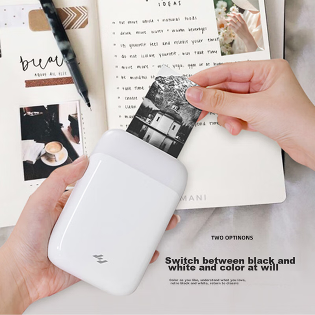 Фотопринтер Jiyin ZPP110 портативний бездротовий Bluetooth без чорнила, білий - зображення 9