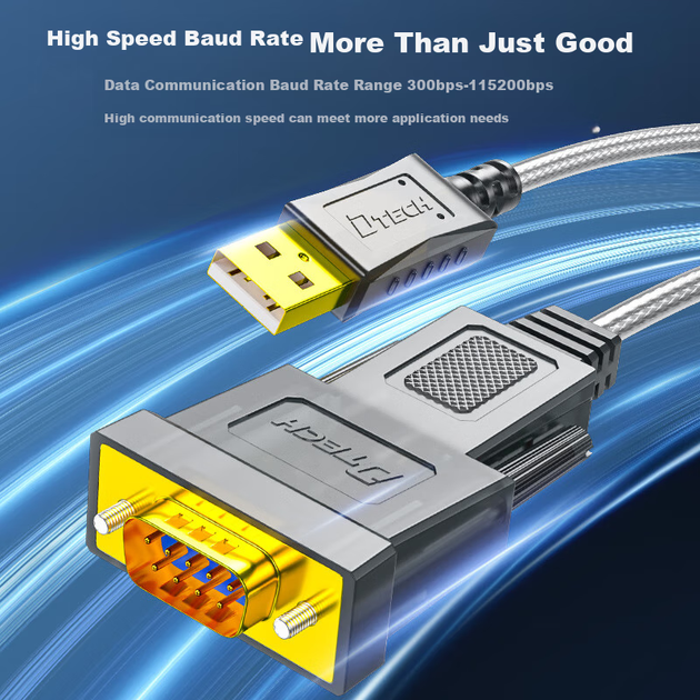 Кабель DTECH DT-5002E USB — RS232 с разъемом DB9 промышленный, 0.5 м, для кассовых аппаратов и принтеров - изображение 10