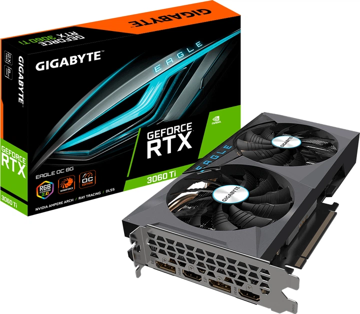 ［動作確認済み］GIGABYTE GeForce RTX 3060 Ti Видеокарта Gigabyte PCI-Ex GeForce RTX 3060 Ti Eagle OC 8GB GDDR6